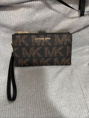 Michael Kors Black Wristlet with Gold Hardware